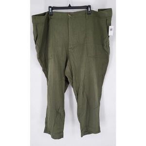 Old Navy Olive Green 100% Cotton High Rise Pants Women's Size 28 New NWT